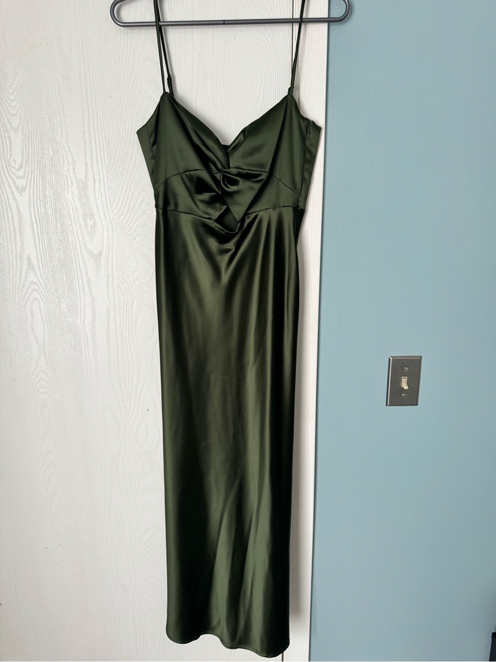 Park & Fifth Satin Olive Slip Midi Aletta Dress